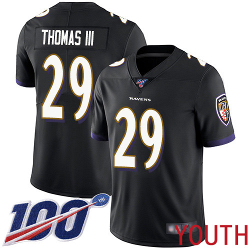 Baltimore Ravens Limited Black Youth Earl Thomas III Alternate Jersey NFL Football #29 100th Season Vapor Untouchable